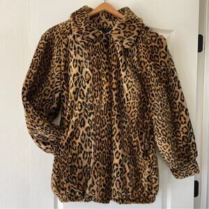 Dennis Basso Leopard Print Faux Fur Coat 1X Vintage Animal Print Mob Wife Style
